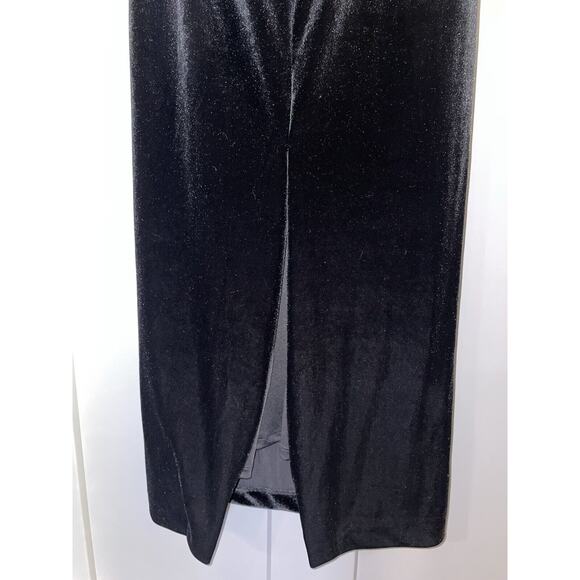 NWT Effie Kats Koi Black Velvet Staples Fitted Evening Gown Gala W/ Back Slit L - Picture 9 of 10